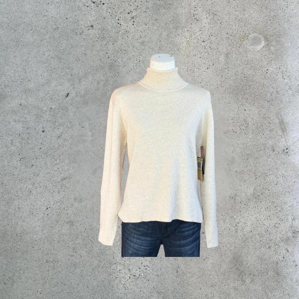 Vintage cream turtleneck sweater // deadstock